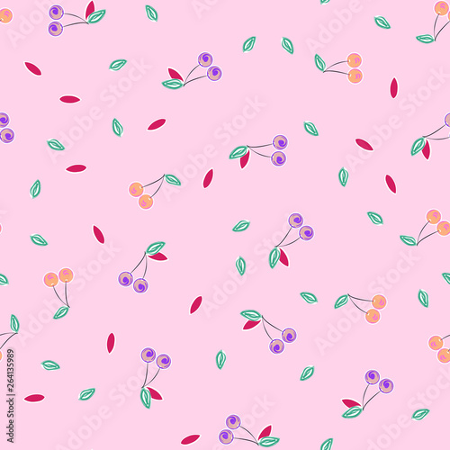 Berry seamless pattern with cherry. Background with cherries.