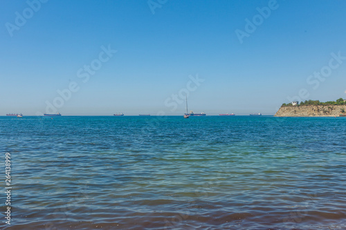 Sea landscape Gelendzhik  Russia. Clear blue water in bay. Famous tourist destination in Krasnodar Territory.