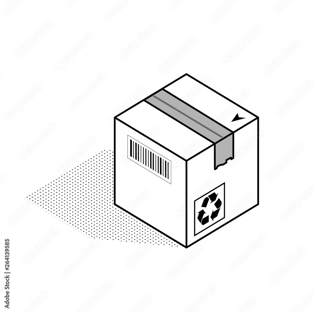 Cardboard corrugated box. Outline icon for web and print. Isometric vector illustration isolated on white background. Cardboard corrugated box. Outline icon for web and print. Isometric vector illustration isolated on white background.