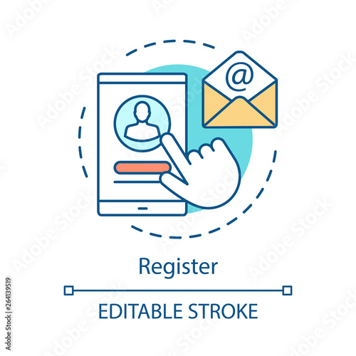 Mobile register concept icon