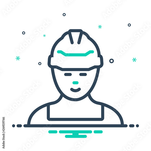 Mix line icon for worker 
