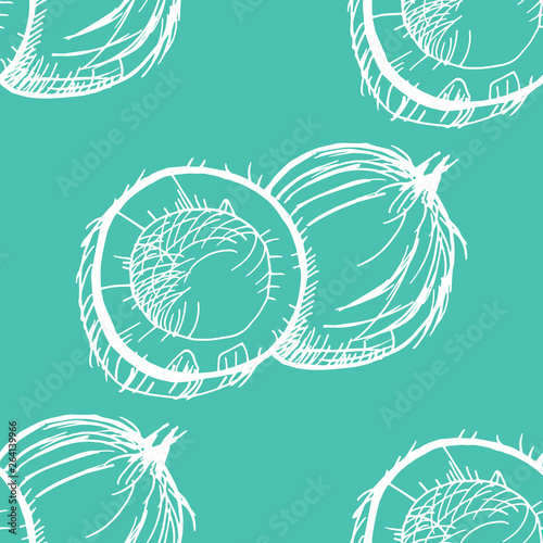 coconut exotic, tropical seamless pattern