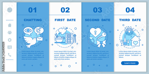 Internet dating onboarding mobile web pages vector template