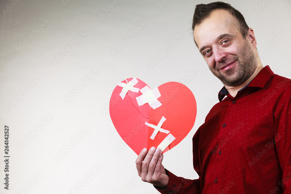 Smiling man with healed heart. Smiling man with healed heart.