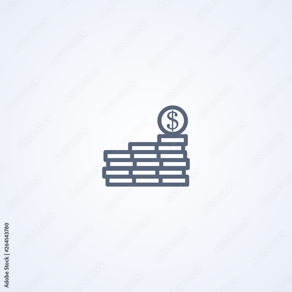 Coins, cent, vector best gray line icon Coins, cent, vector best gray line icon