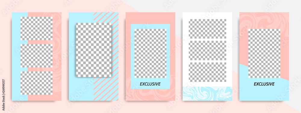 Minimal modern geometric stripe line stories layout template banner for social media promotional ads and product catalog in peach and blue color Minimal modern geometric stripe line stories layout template banner for social media promotional ads and product catalog in peach and blue color