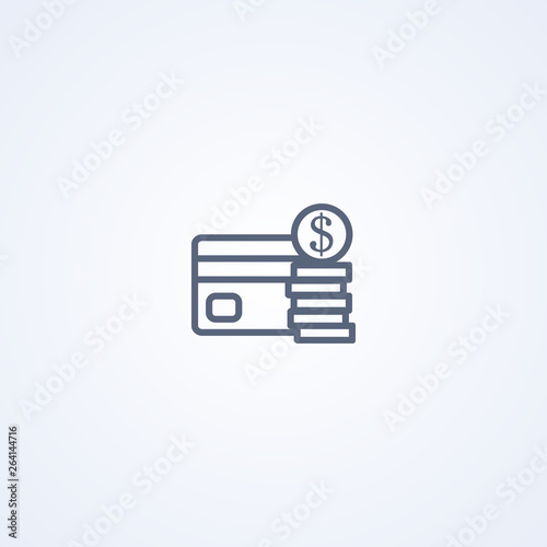 Money, cash, vector best gray line icon