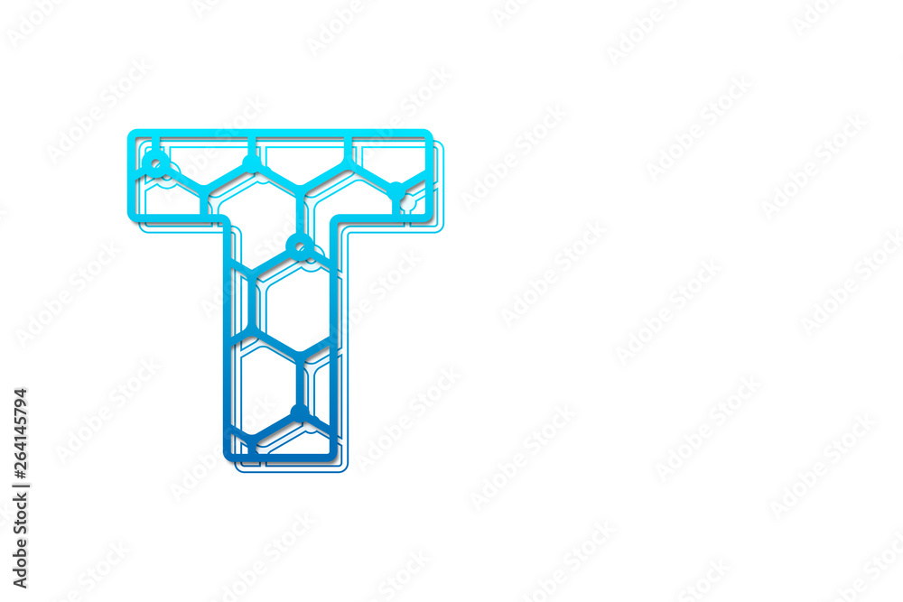 Letter T logo design template with hexagon shape. Line art logo type ...