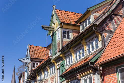 Colorful facades of historic houses in Lauenburg, Germany