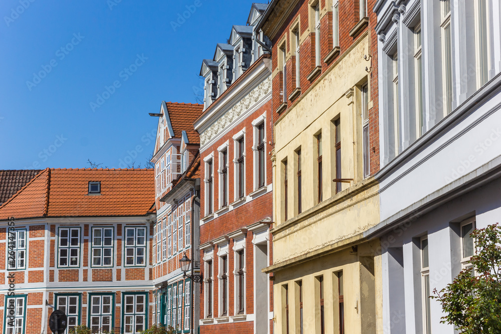 Historic facades in the center of Lauenburg, Germany Historic facades in the center of Lauenburg, Germany