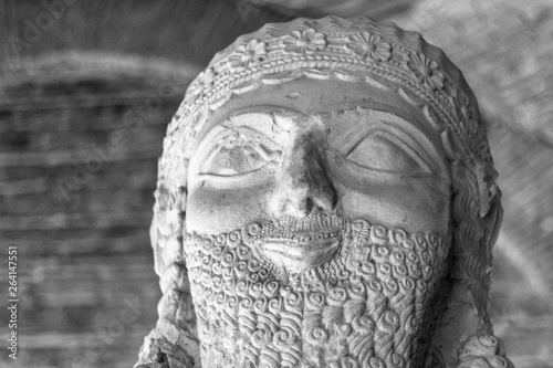 Ancient anatolian hittite civilization handmade stone made man with beard sculpture