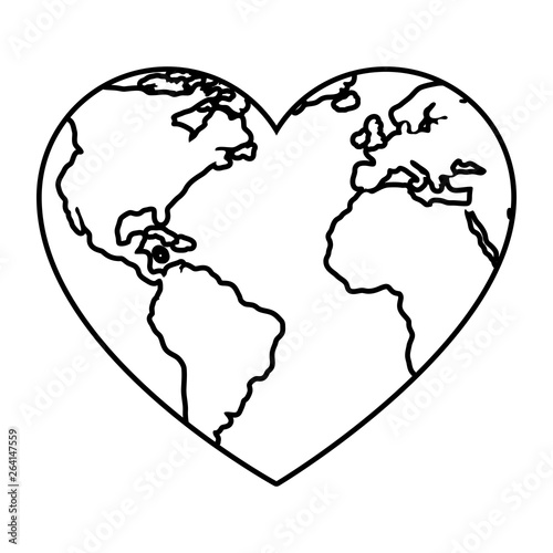 world planet earth with heart shape