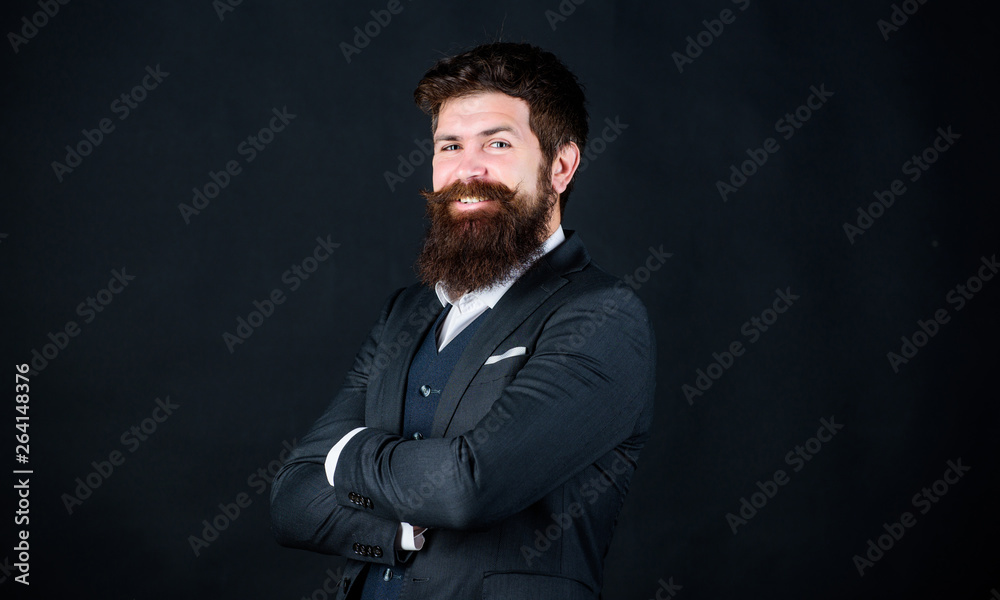 happy brutal caucasian hipster with moustache. Male formal fashion. Stylish event manager. Businessman in suit. happy mature hipster with beard. event manager. Bearded man event manager