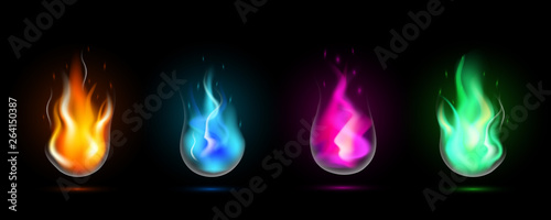 Magic fireballs flames set