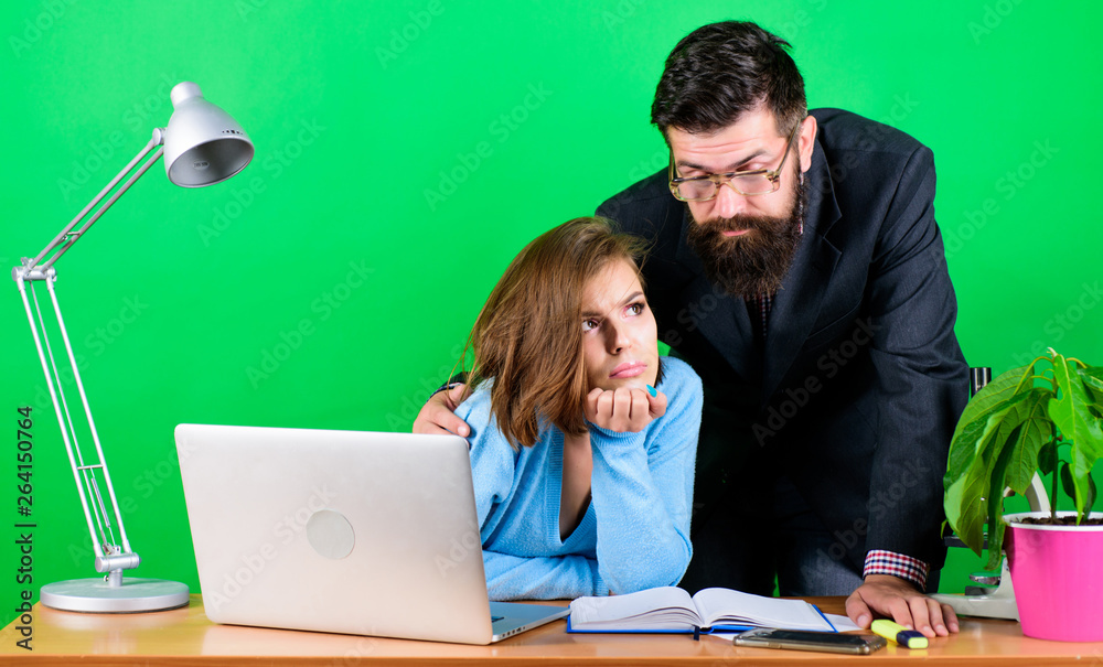 Collaboration is a key to best results. businessman and assistant solve problem. business couple at computer. data. Team brainstorming. woman and man work in office at laptop. secretary with boss Collaboration is a key to best results. businessman and assistant solve problem. business couple at computer. data. Team brainstorming. woman and man work in office at laptop. secretary with boss