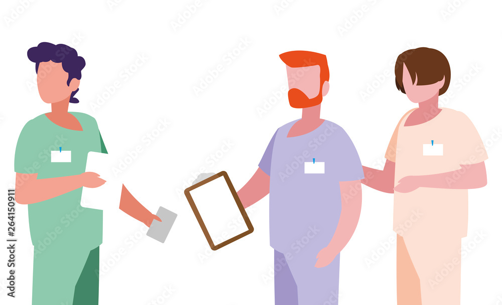 group medicine workers with uniform characters group medicine workers with uniform characters