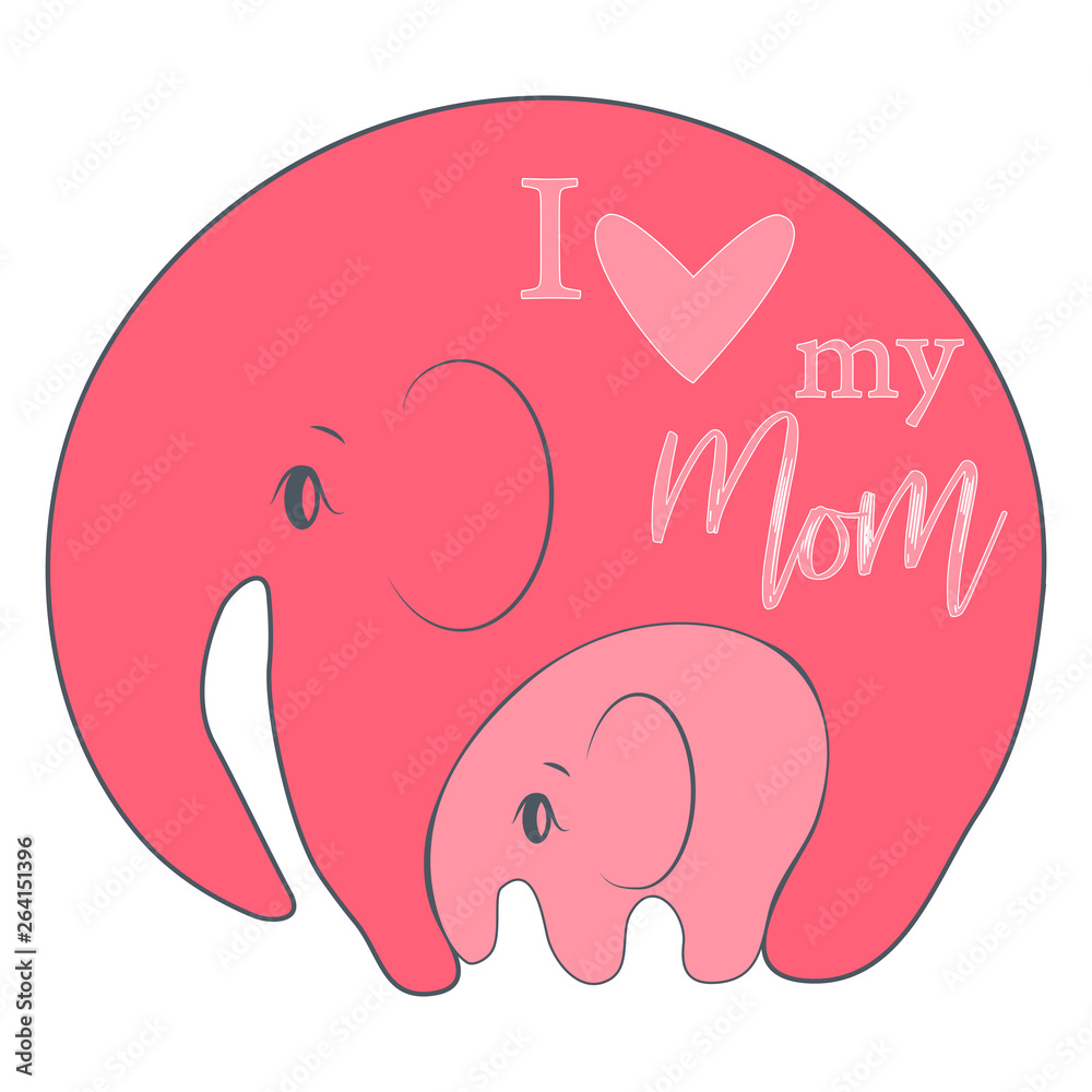 Cute funny baby elephant. Mother's Day holiday concept. Cute funny baby elephant. Mother's Day holiday concept.