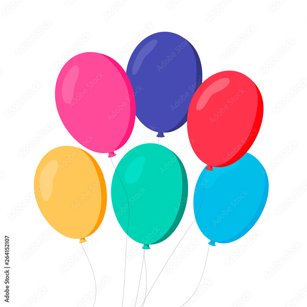 Balloons in cartoon. Flat style isolated on white background. Vector set EPS10