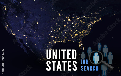 Fototapeta Naklejka Na Ścianę i Meble -  United States country-wide job search.  Career finder.  Open for relocation.  Elements of this image furnished by NASA