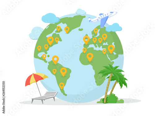 Traveling destination, location flat illustration