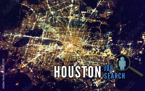 Houston job search.  Houston city metro area job and career search.  Human resources and headhunter placement opportunity.  Elements of this image furnished by NASA