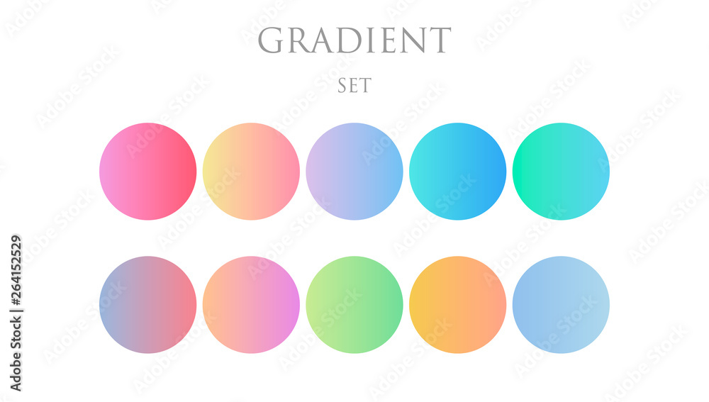  Set round gradient set with modern abstract backgrounds. Trendy soft color. Template with round gradient