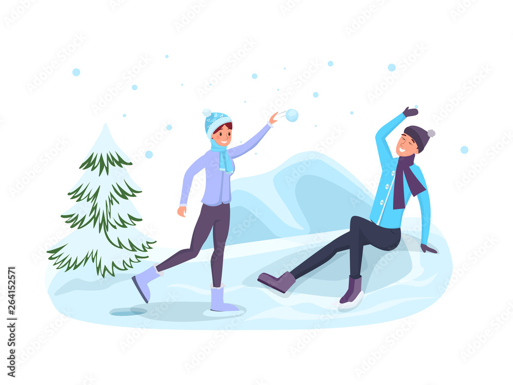 Winter season games flat vector illustration Winter season games flat vector illustration