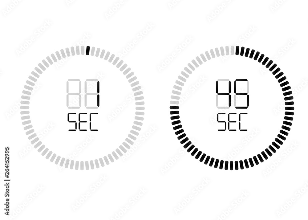 Countdown timer. Isolated black on white background Countdown timer. Isolated black on white background