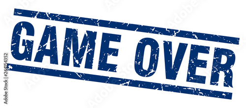 square grunge blue game over stamp