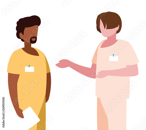 interracial male medicine workers with uniforms