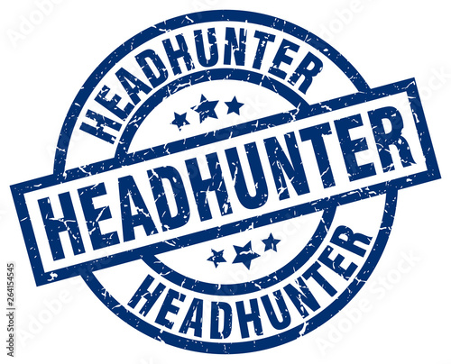 headhunter blue round grunge stamp
