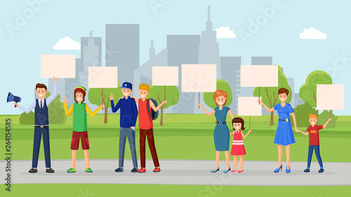 Street protest flat vector illustration