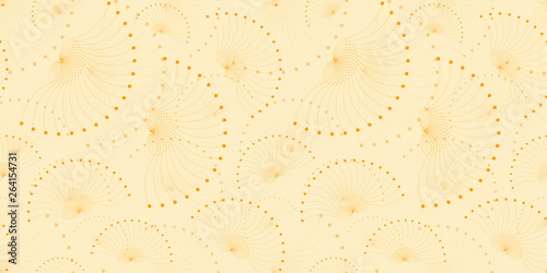 floating seeds wings seamless pattern in ivory orange shades