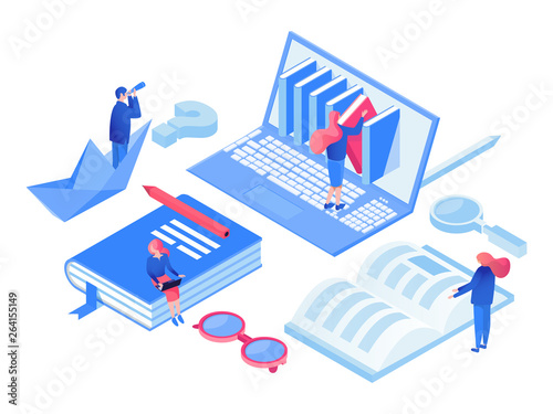 Online courses isometric vector concept