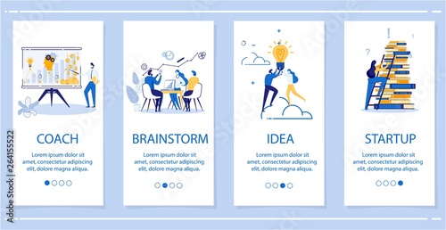Set Coach, Brainstorm, Idea, Startup Flat Banner.