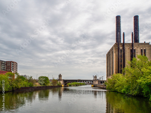 Factory in the Chicago river in United States
