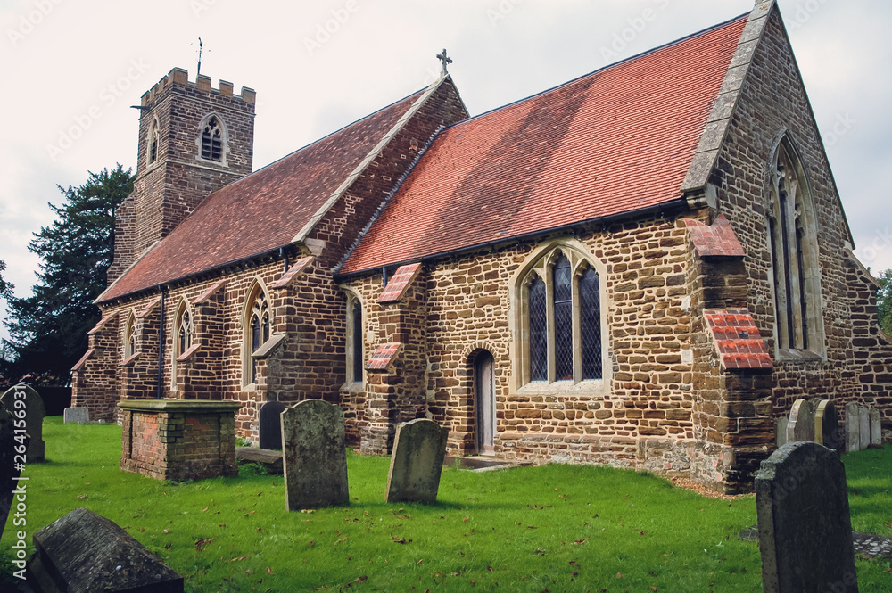  Cemetery and Parish Church of Saint James the Apostle in Pulloxhill, small village in Bedfordshire county in East of England, UK