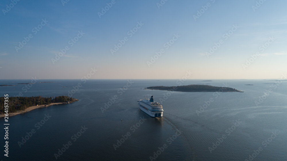 Modern ferry depart from port of Helsinki to Tallinn. Travelling in baltic sea. Modern ferry depart from port of Helsinki to Tallinn. Travelling in baltic sea.