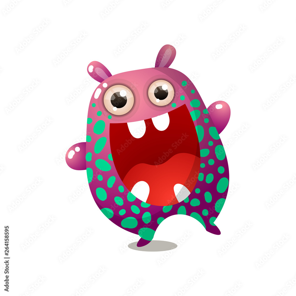 Cute funny monster pink red color with big mouth Cute funny monster pink red color with big mouth