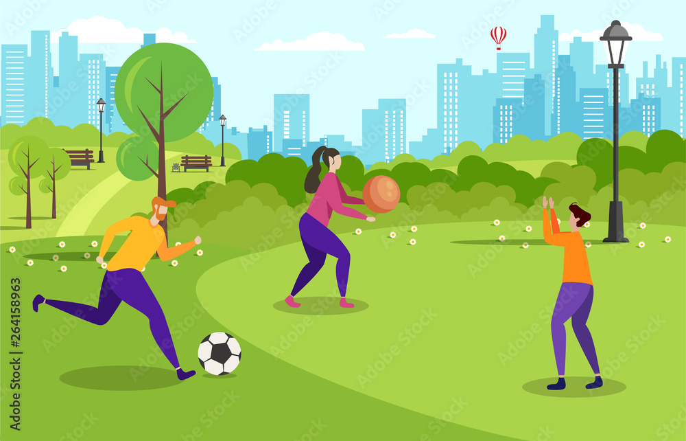 Fototapeta premium Active Recreation Outdoors Motivate Flat Banner