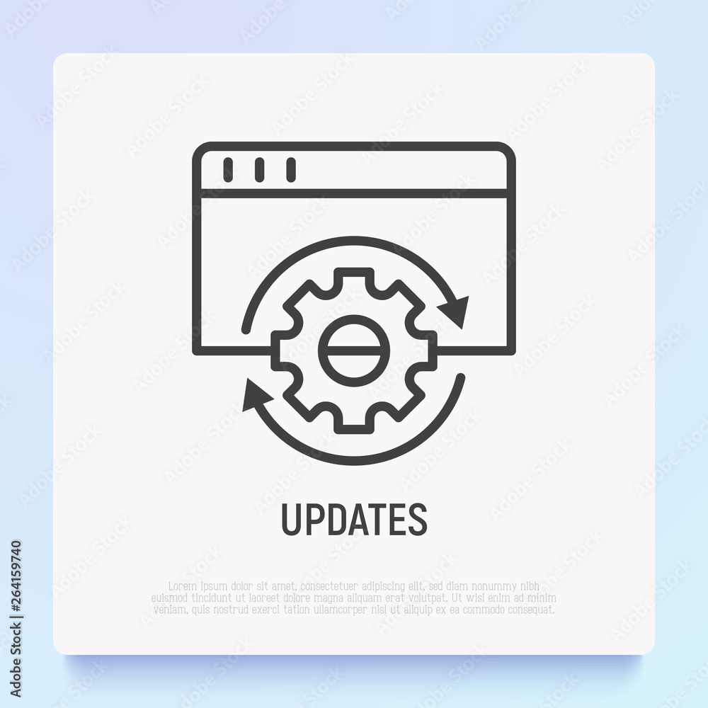 Updates, reload thin line icon. Modern vector illustration. Updates, reload thin line icon. Modern vector illustration.