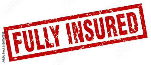 square grunge red fully insured stamp