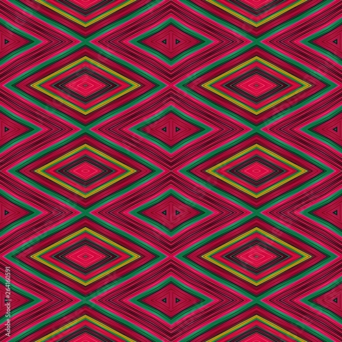 seamless diamond pattern with maroon, dark green, red, skin colors. repeating arabesque background for textile fashion, digital printing, postcards or wallpaper design.