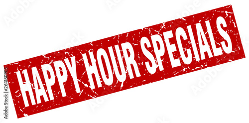 square grunge red happy hour specials stamp