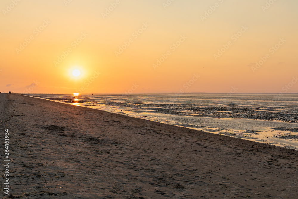 north sea sunset with beach