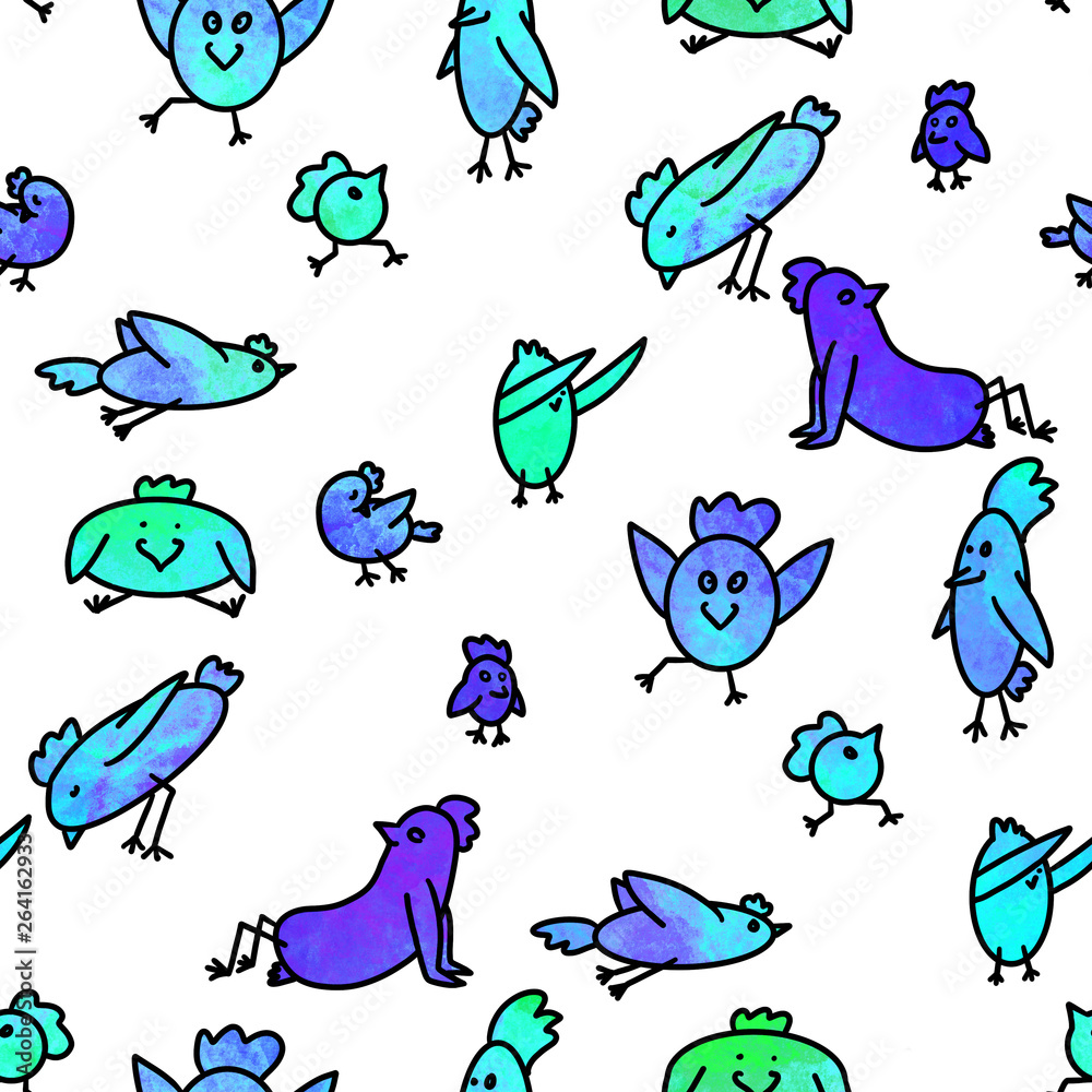 bright cheerful seamless pattern of funny birds bright cheerful seamless pattern of funny birds