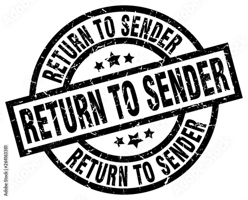 return to sender round grunge black stamp