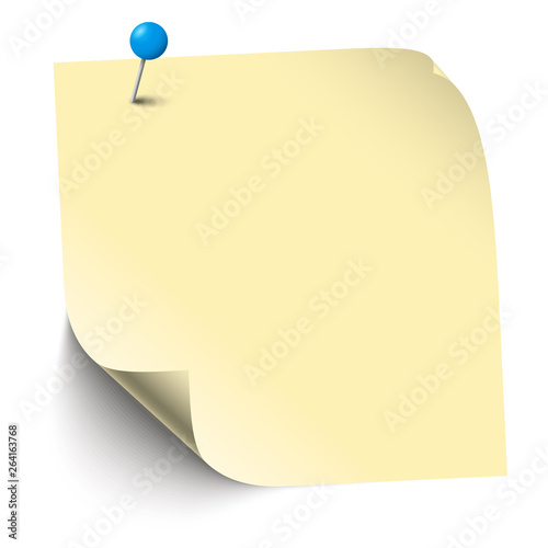 sticky note with pin needle