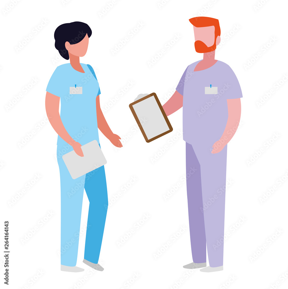 couple medicine workers with uniform characters couple medicine workers with uniform characters