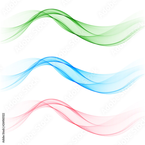 Set of stylish colored waves. Brochure template, design element